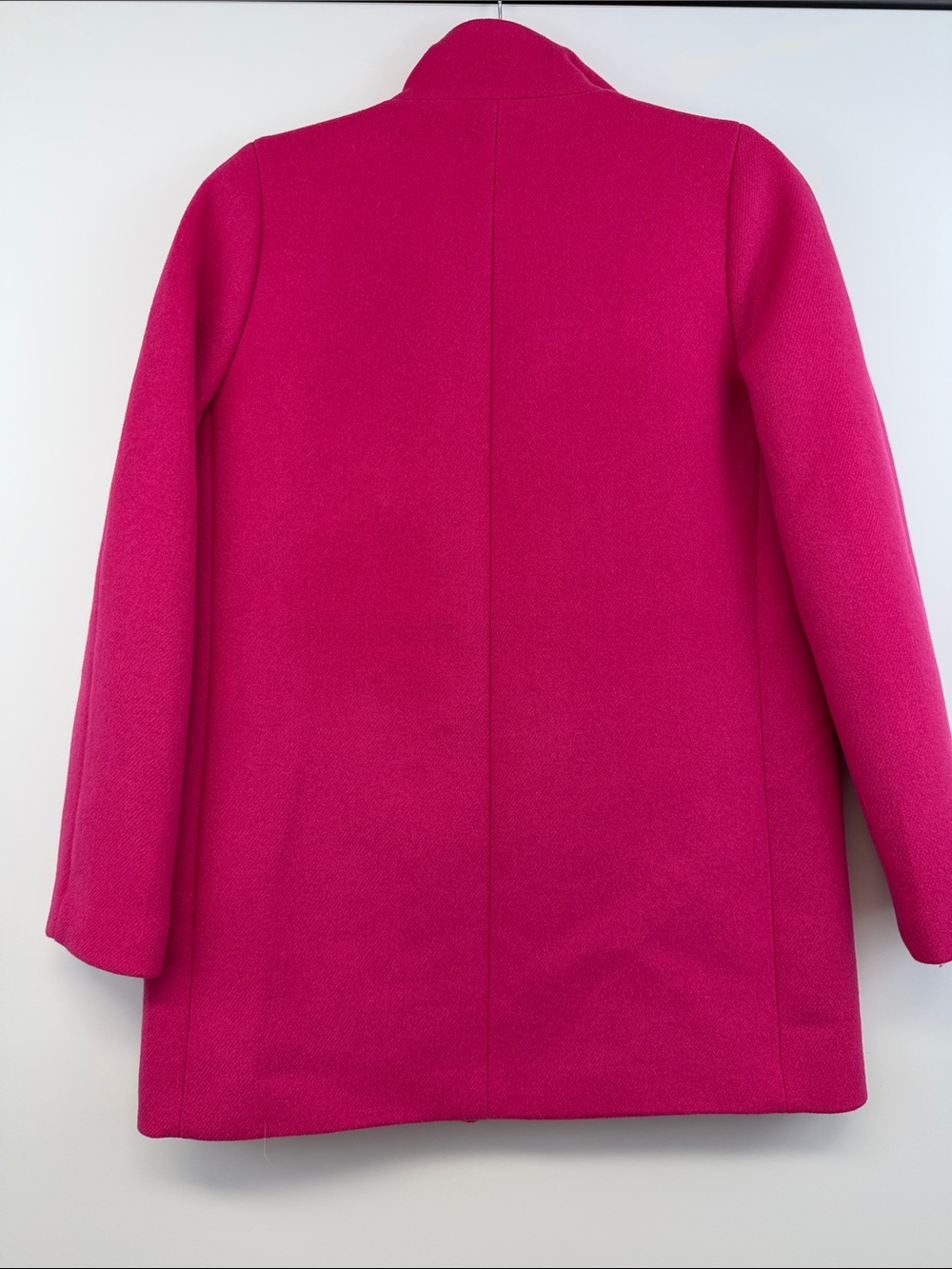 J.Crew City Coat Fuchsia Pink Wool Blend Stand Collar Hidden Button Women’s 2 - Picture 9 of 9